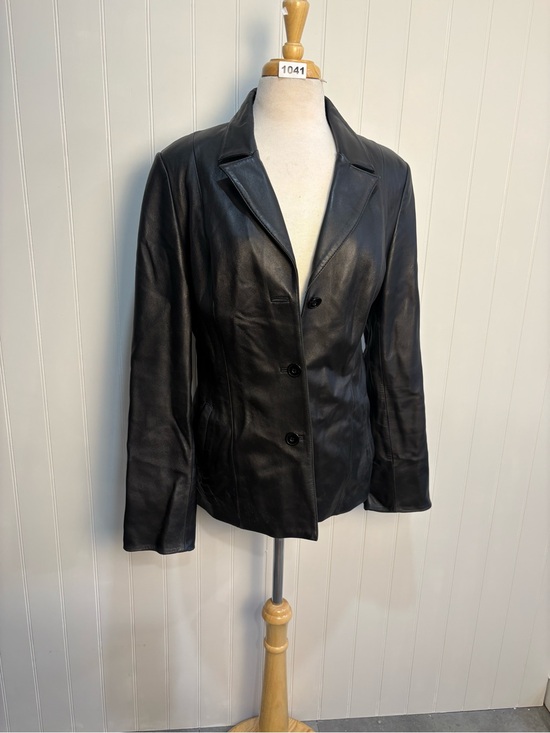 Jackets & Blazers - Vintage Black Genuine Leather Jacket Women’s Tailored Minimalist 90s Coat 12